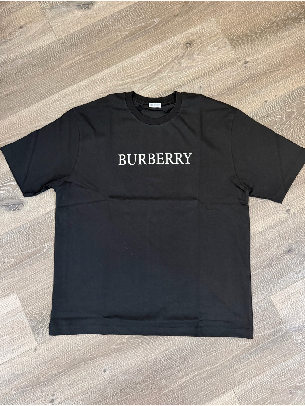 Burberry Black Crewneck T-Shirt with White Logo